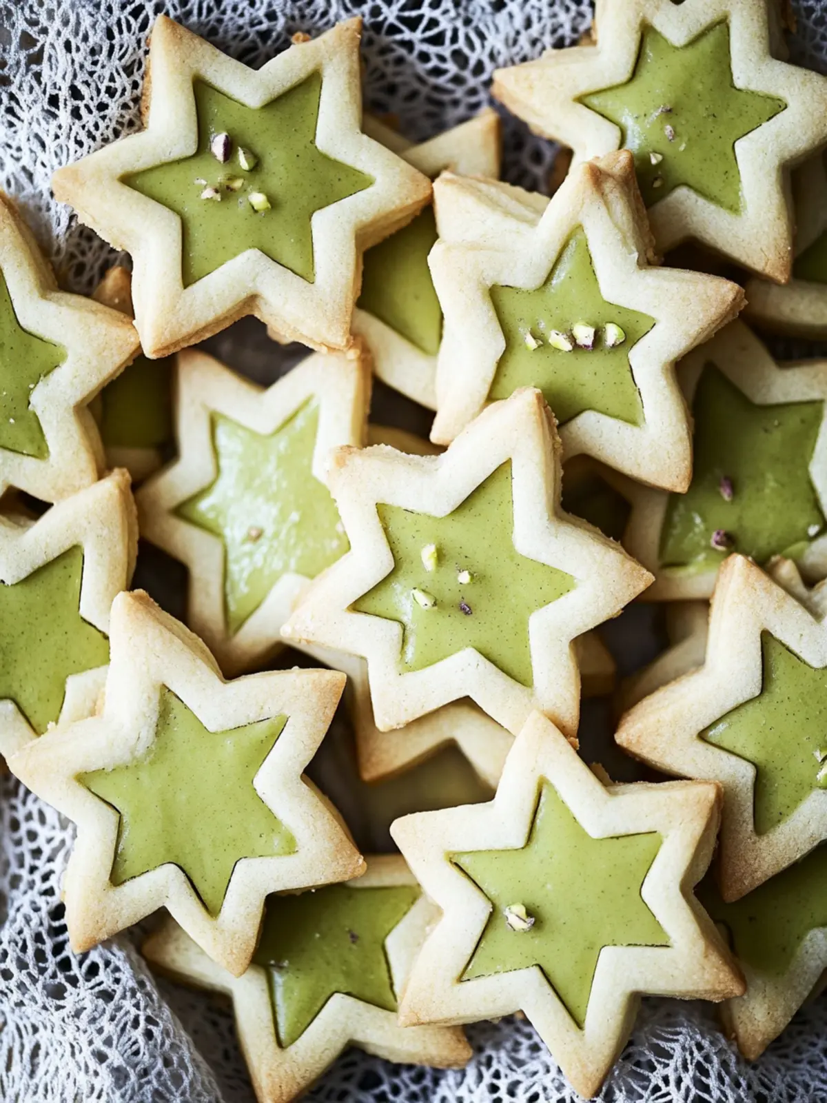 Star Cookies with Pistachio Cream