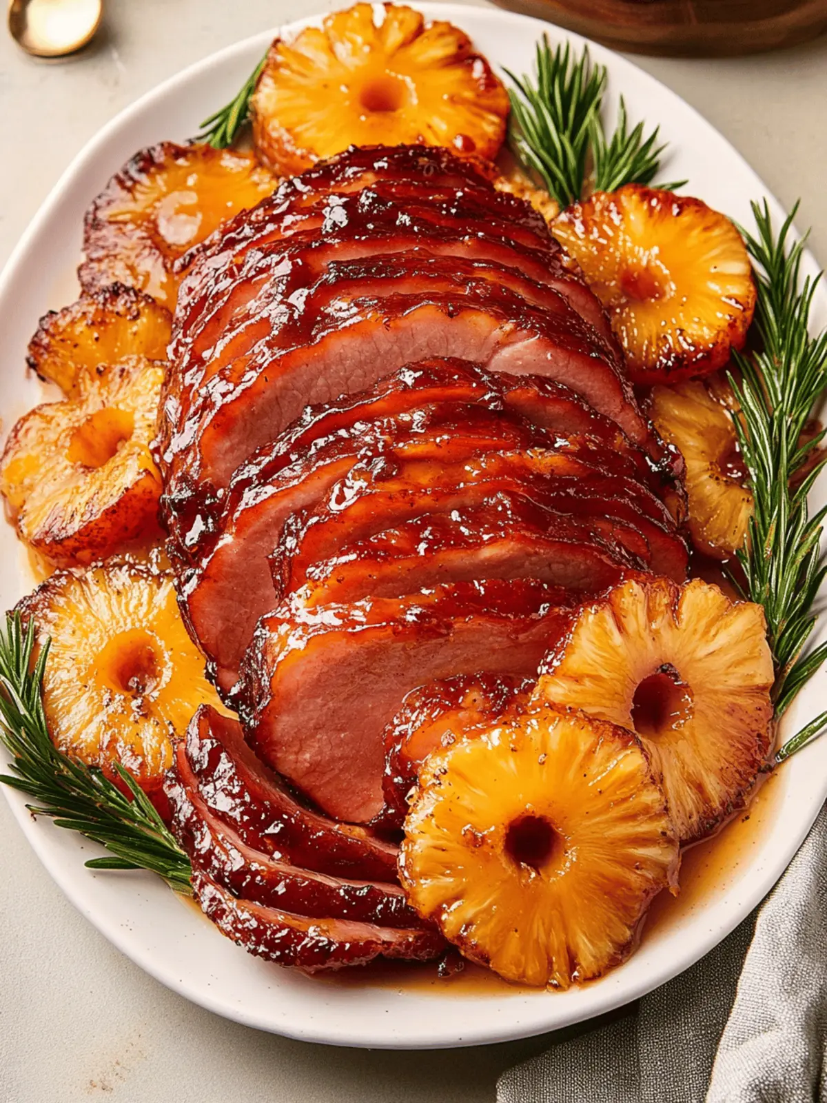 Sticky Pineapple Brown Sugar Glazed Ham