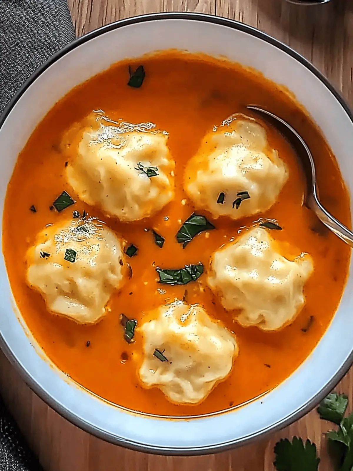 Tomato Soup with Cheese Dumplings