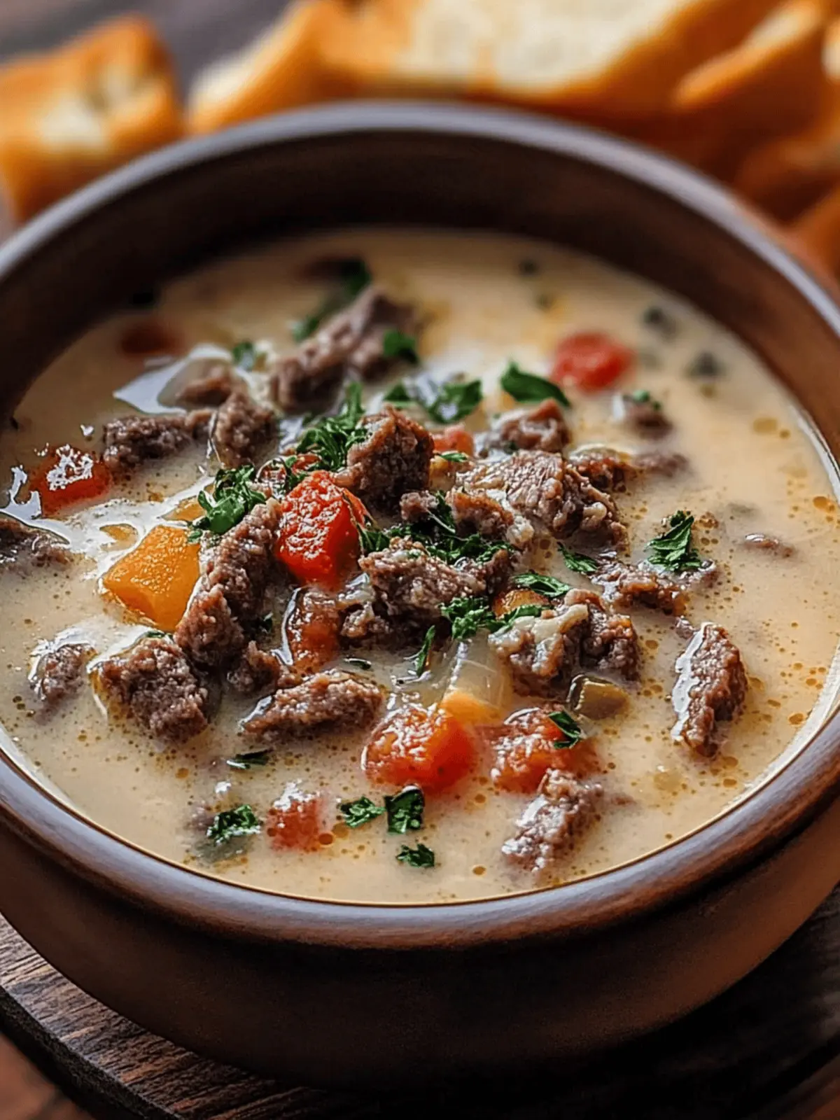 One-Pot Philly Cheesesteak Soup