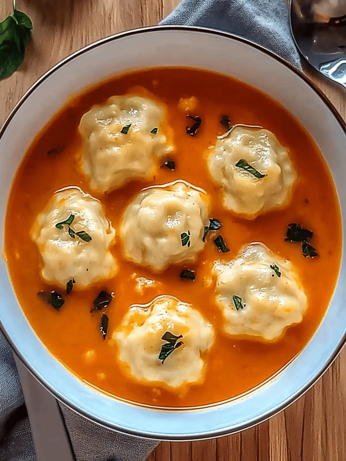 Tomato Soup with Cheese Dumplings