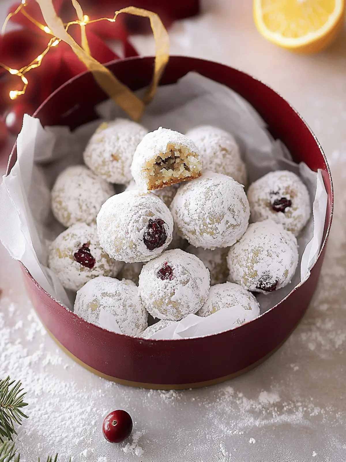 Cranberry Orange Snowball Cookies