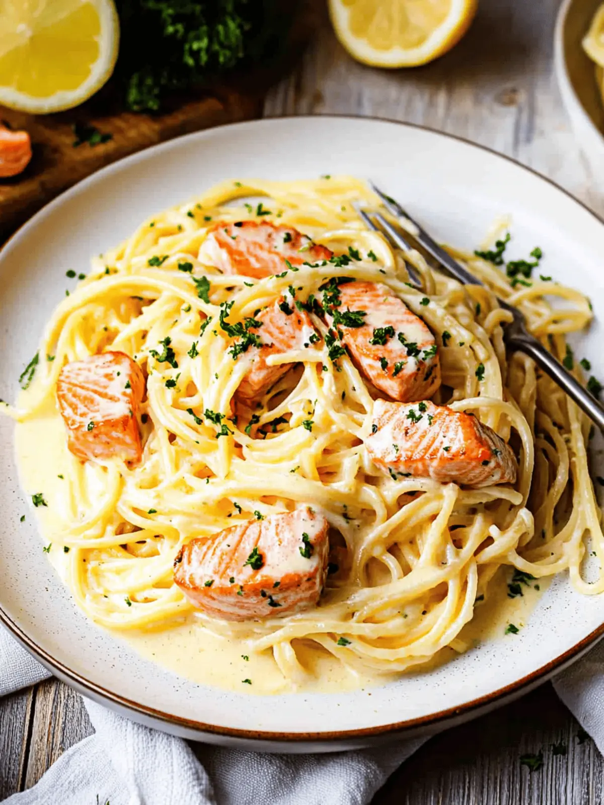 Salmon Pasta with Lemon Cream Sauce