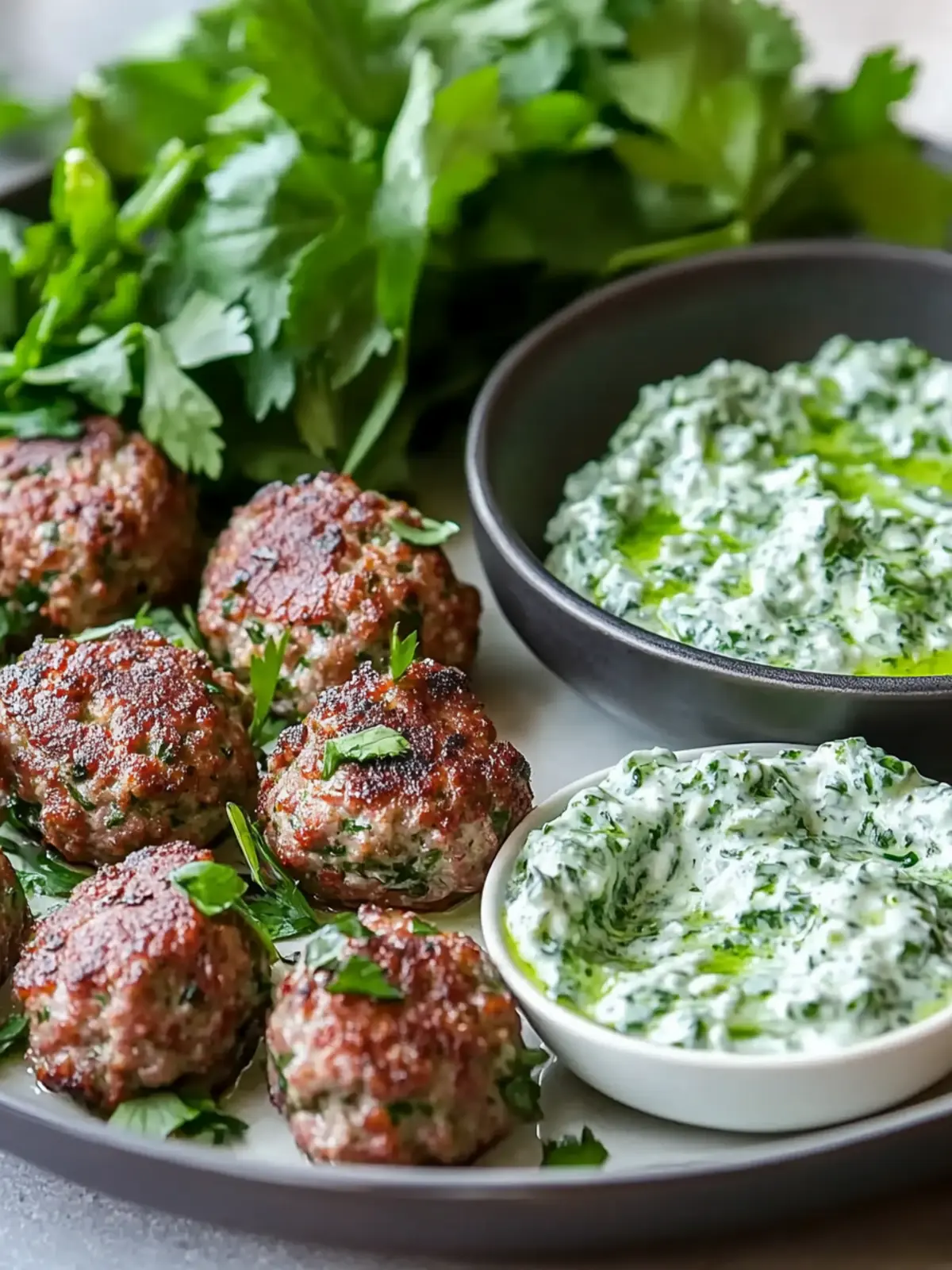 Spicy Lamb Meatballs With Green Goddess Dip