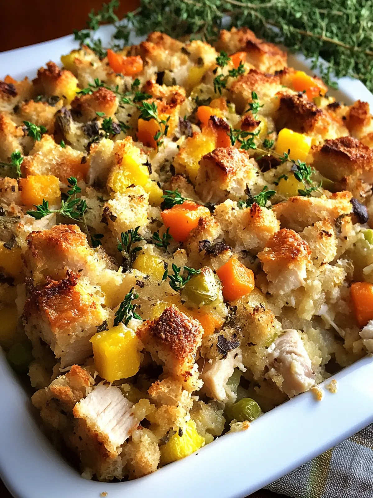 Rotisserie Chicken Stuffing Casserole