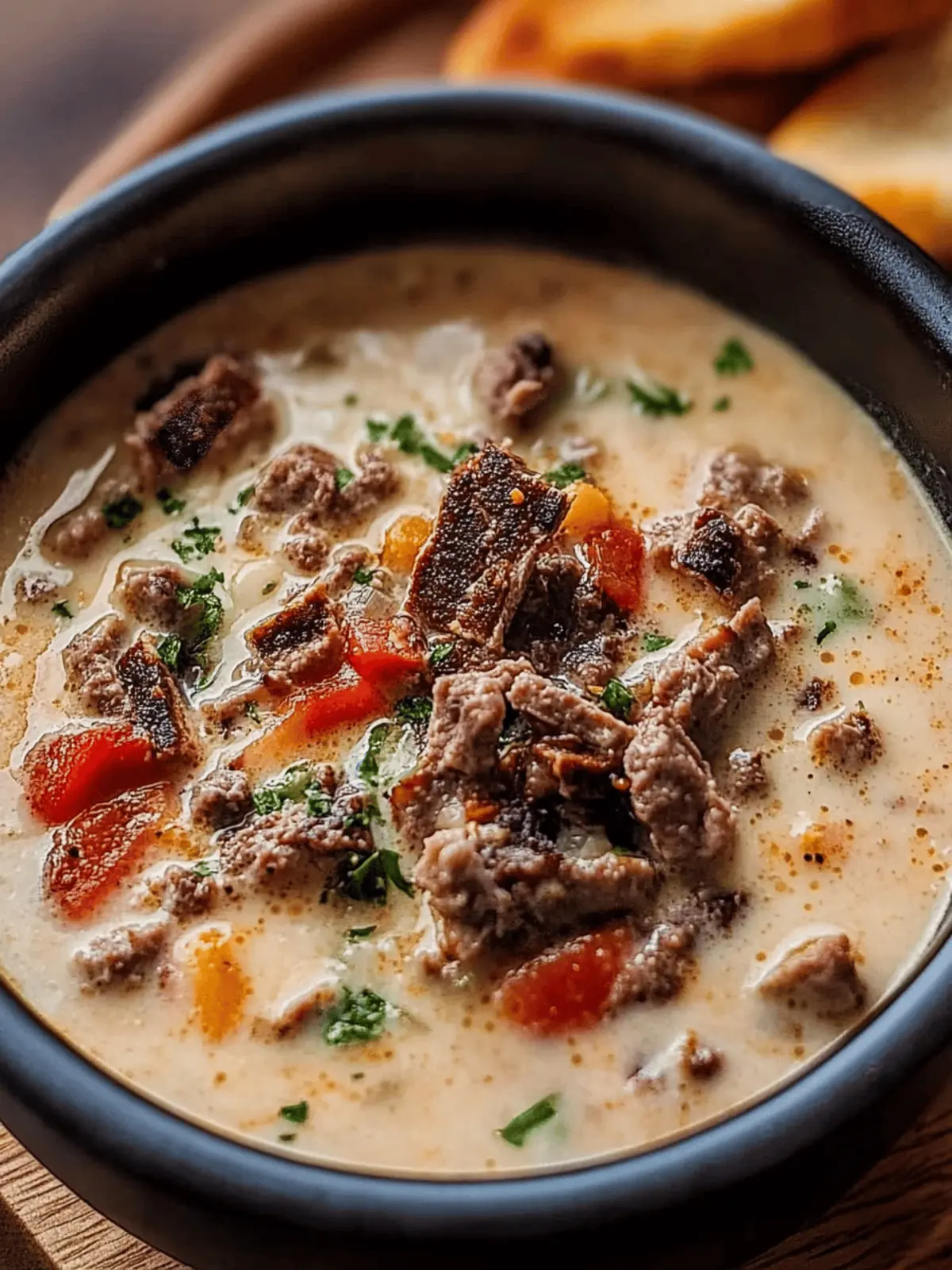 One-Pot Philly Cheesesteak Soup