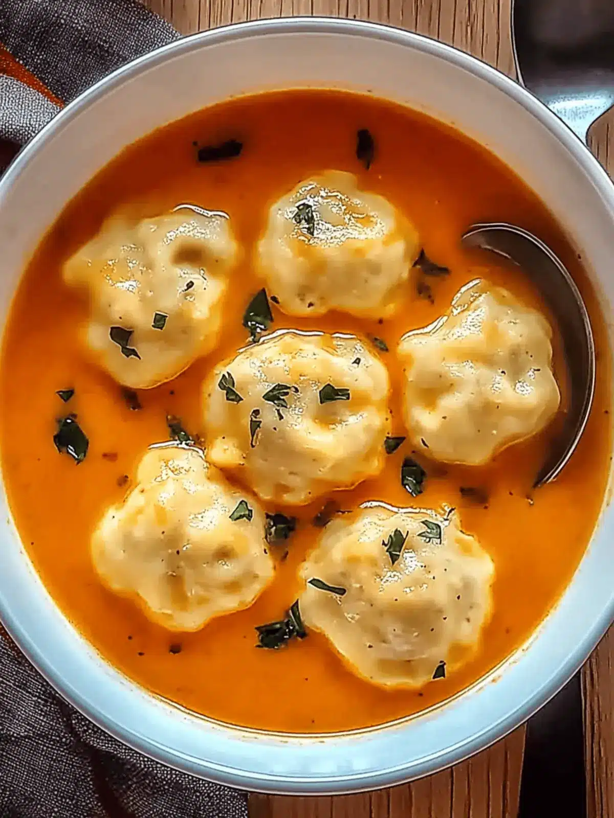 Tomato Soup with Cheese Dumplings