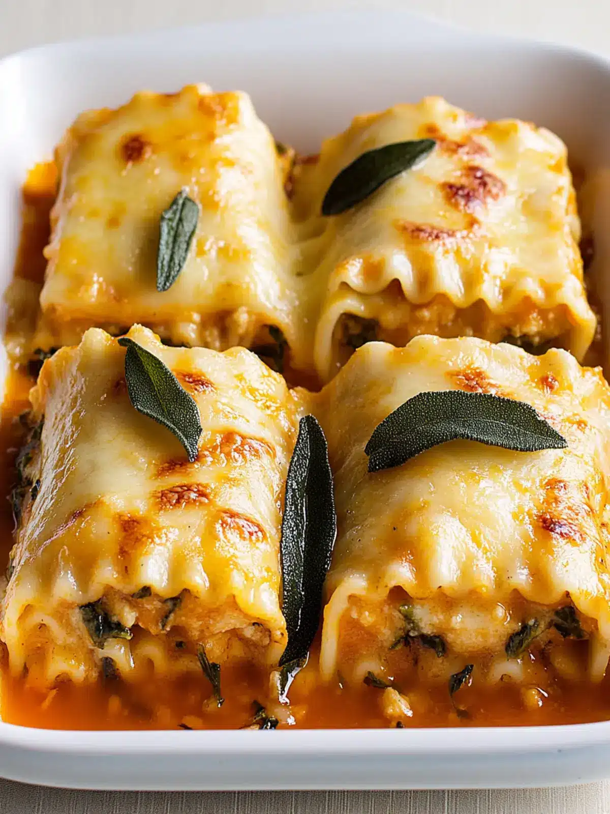 Roasted Garlic Butternut Squash Lasagna Roll-Ups