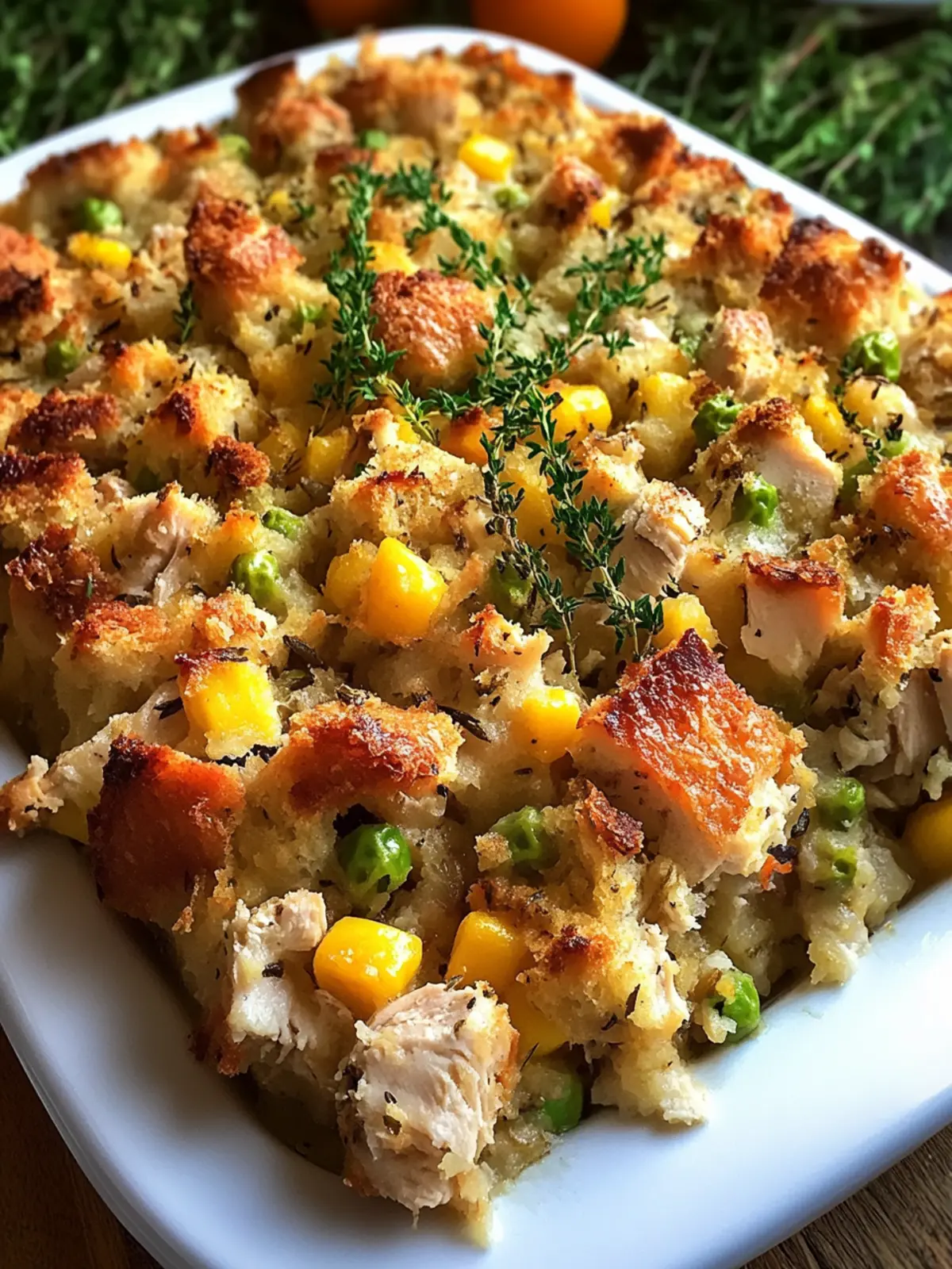 Rotisserie Chicken Stuffing Casserole