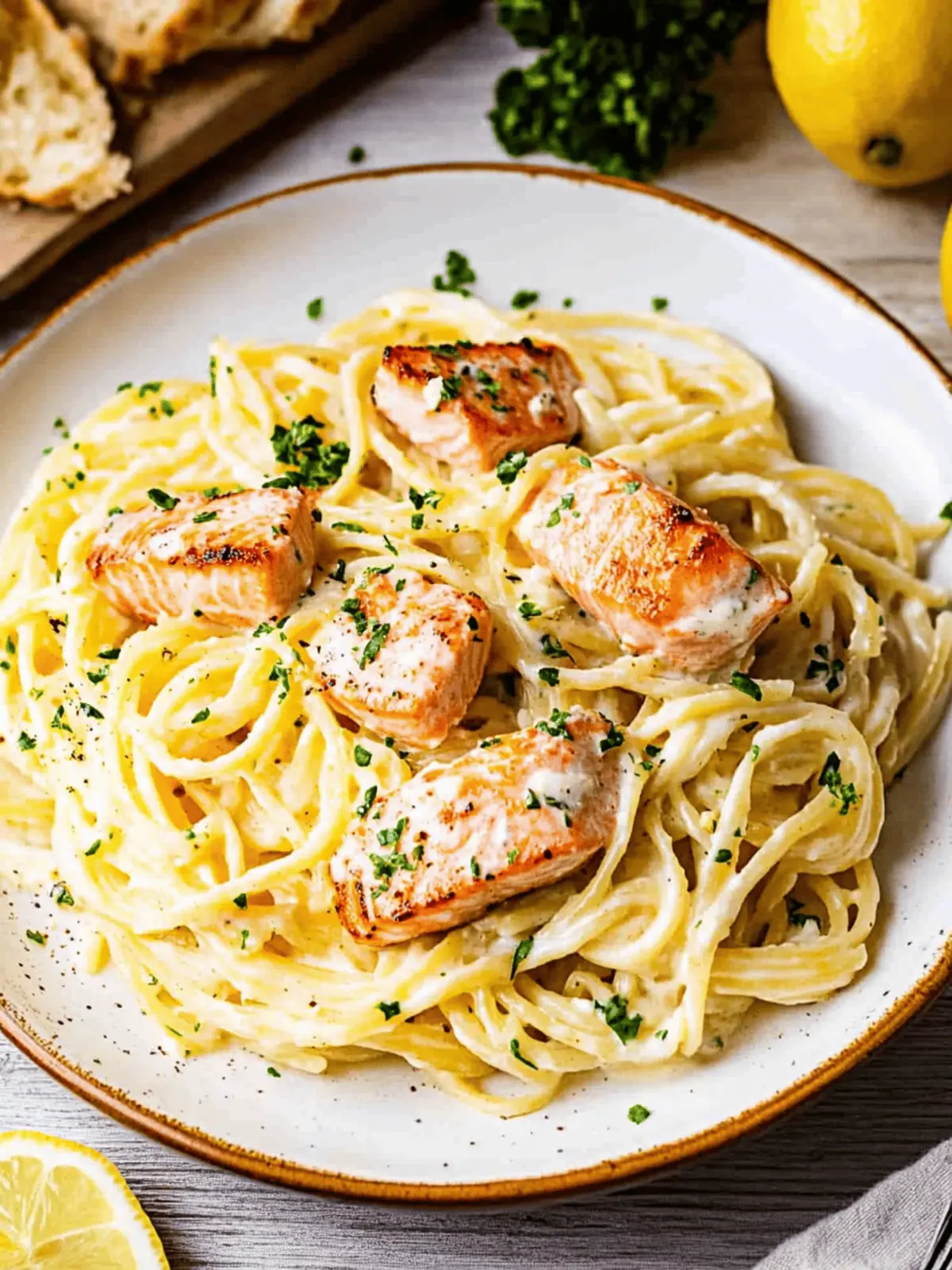Salmon Pasta with Lemon Cream Sauce