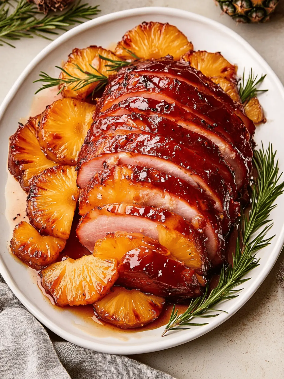 Sticky Pineapple Brown Sugar Glazed Ham