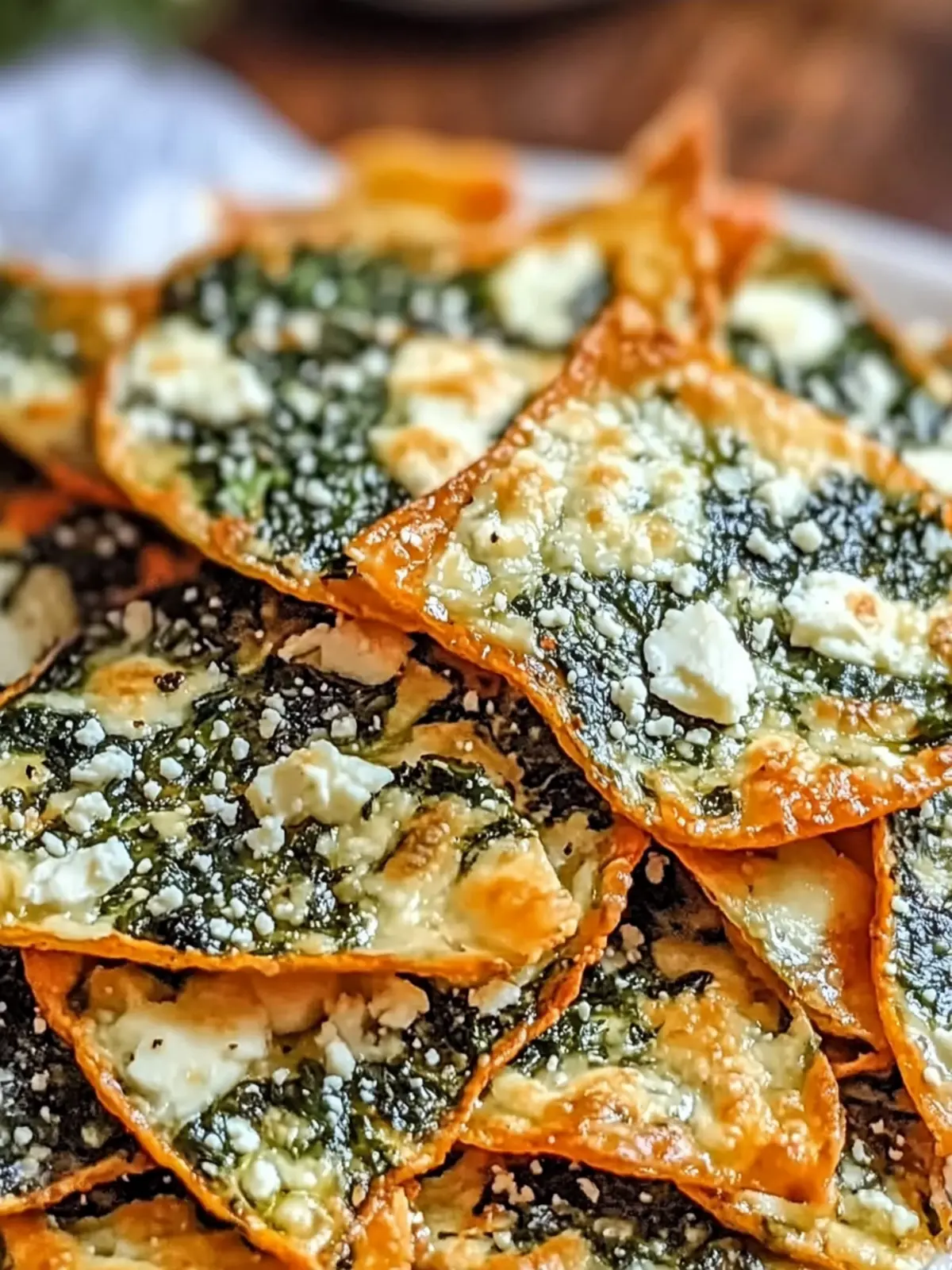 Mediterranean Spinach and Feta Cheese Crisps