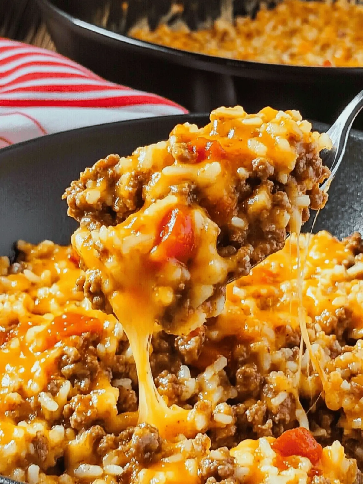 Cheesy Queso Ground Beef and Rice