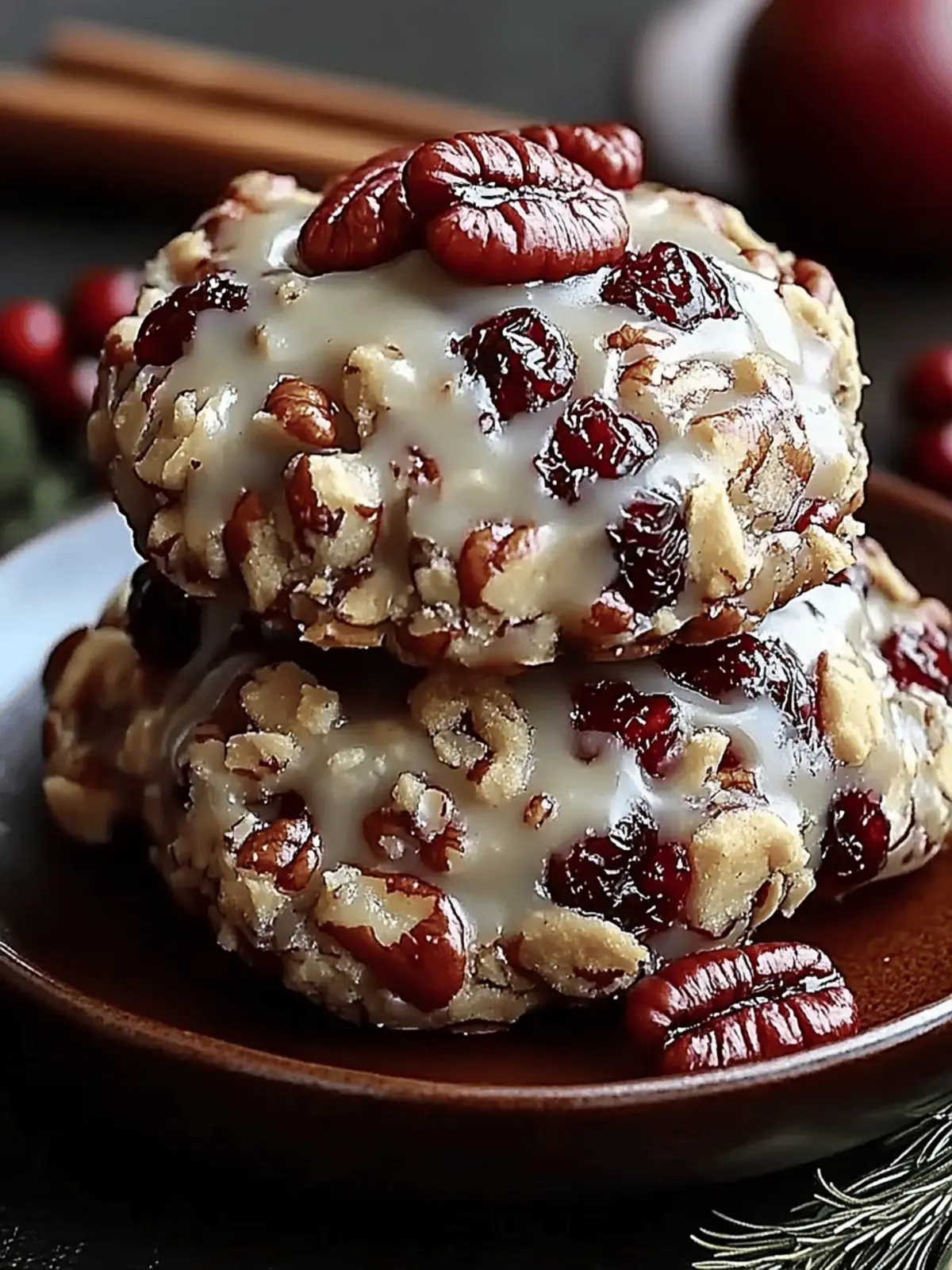 No-Bake Cranberry Pecan Praline Cookies