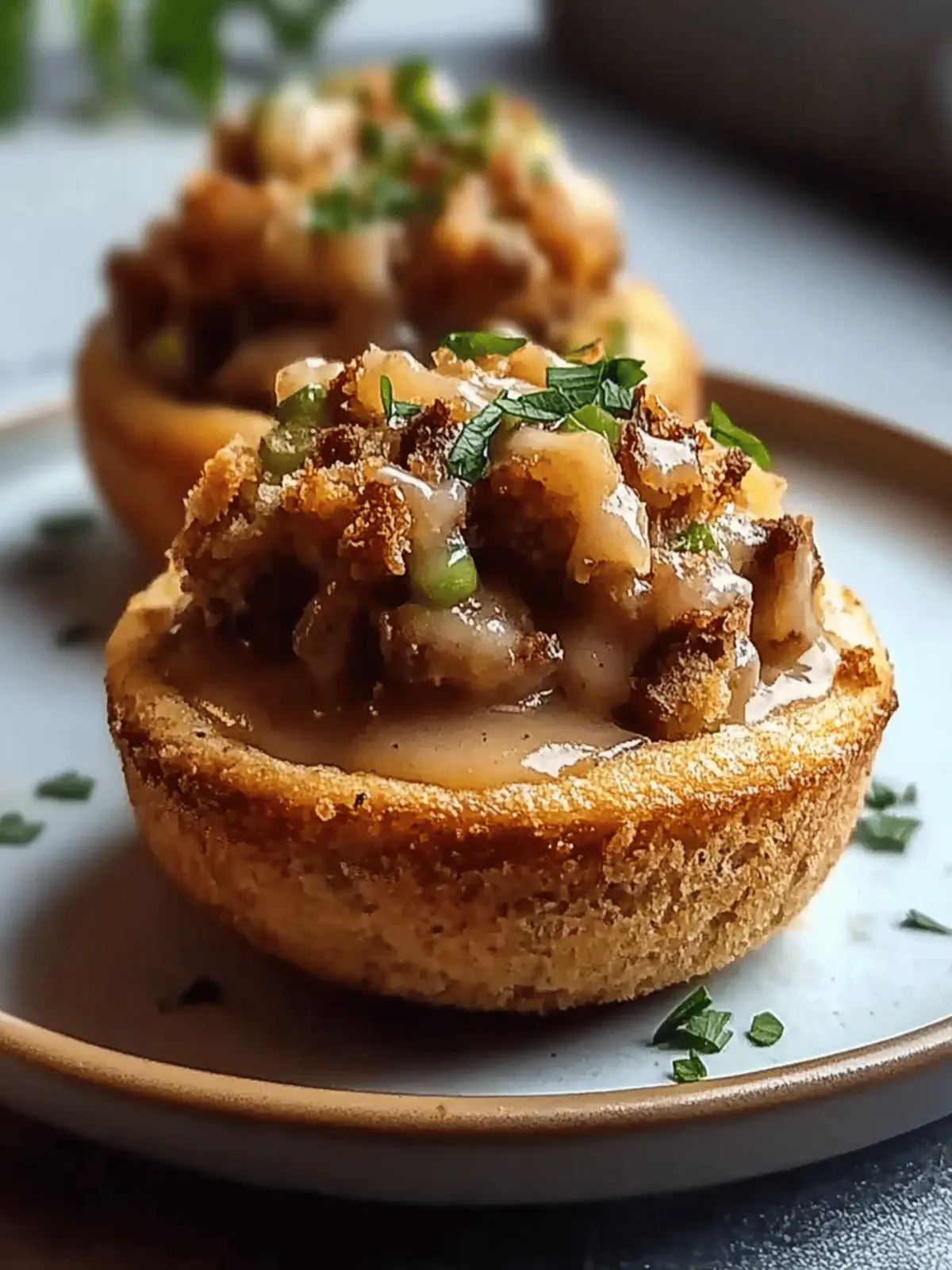 Gravy-Stuffed Stuffing Muffins