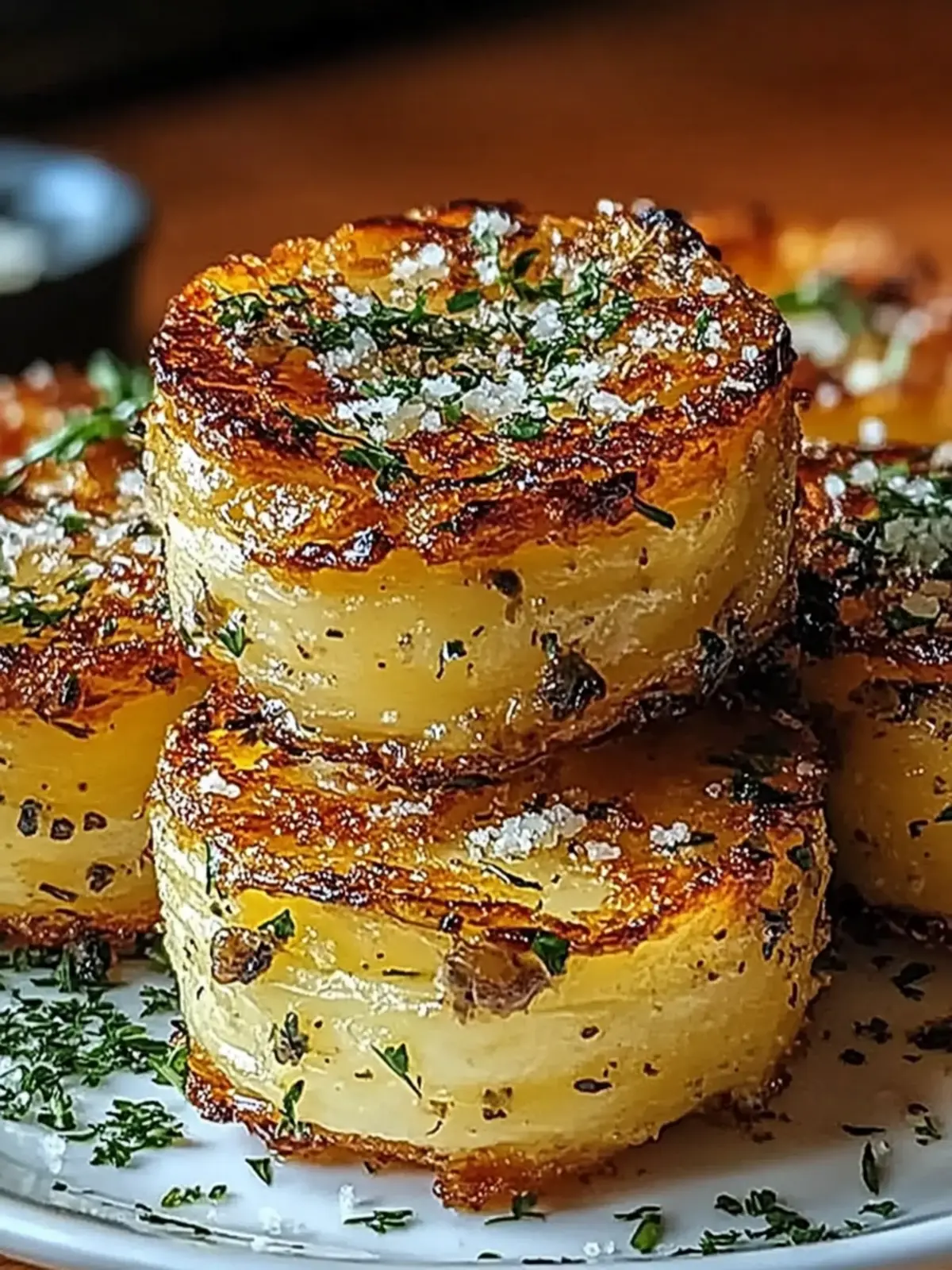 Roasted Garlic Parmesan Potato Stacks