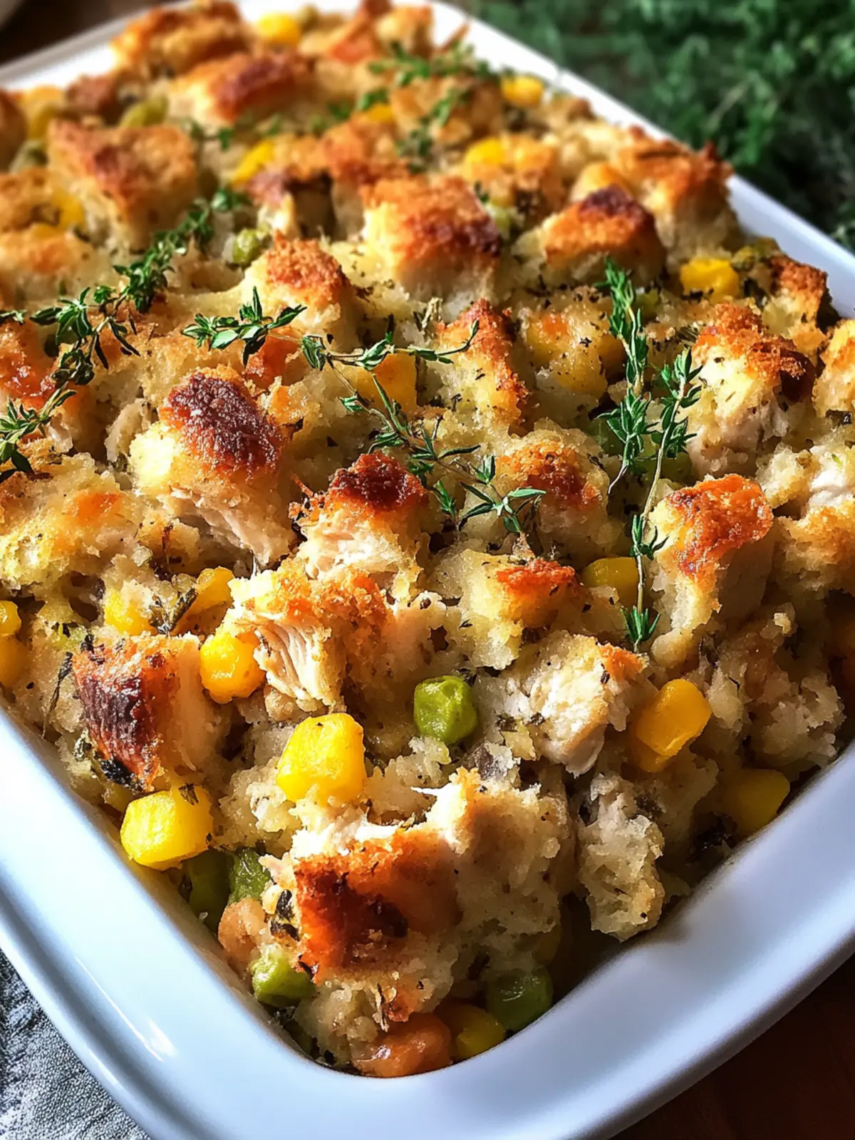 Rotisserie Chicken Stuffing Casserole
