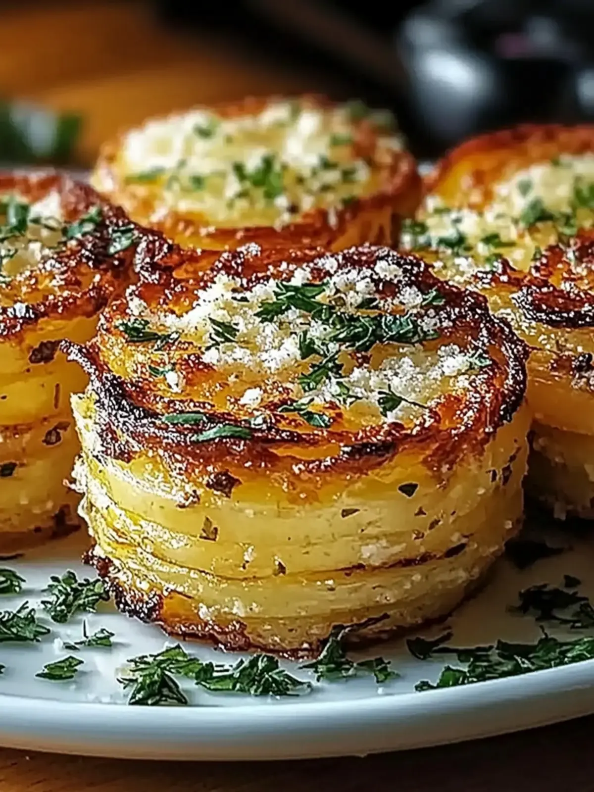 Roasted Garlic Parmesan Potato Stacks