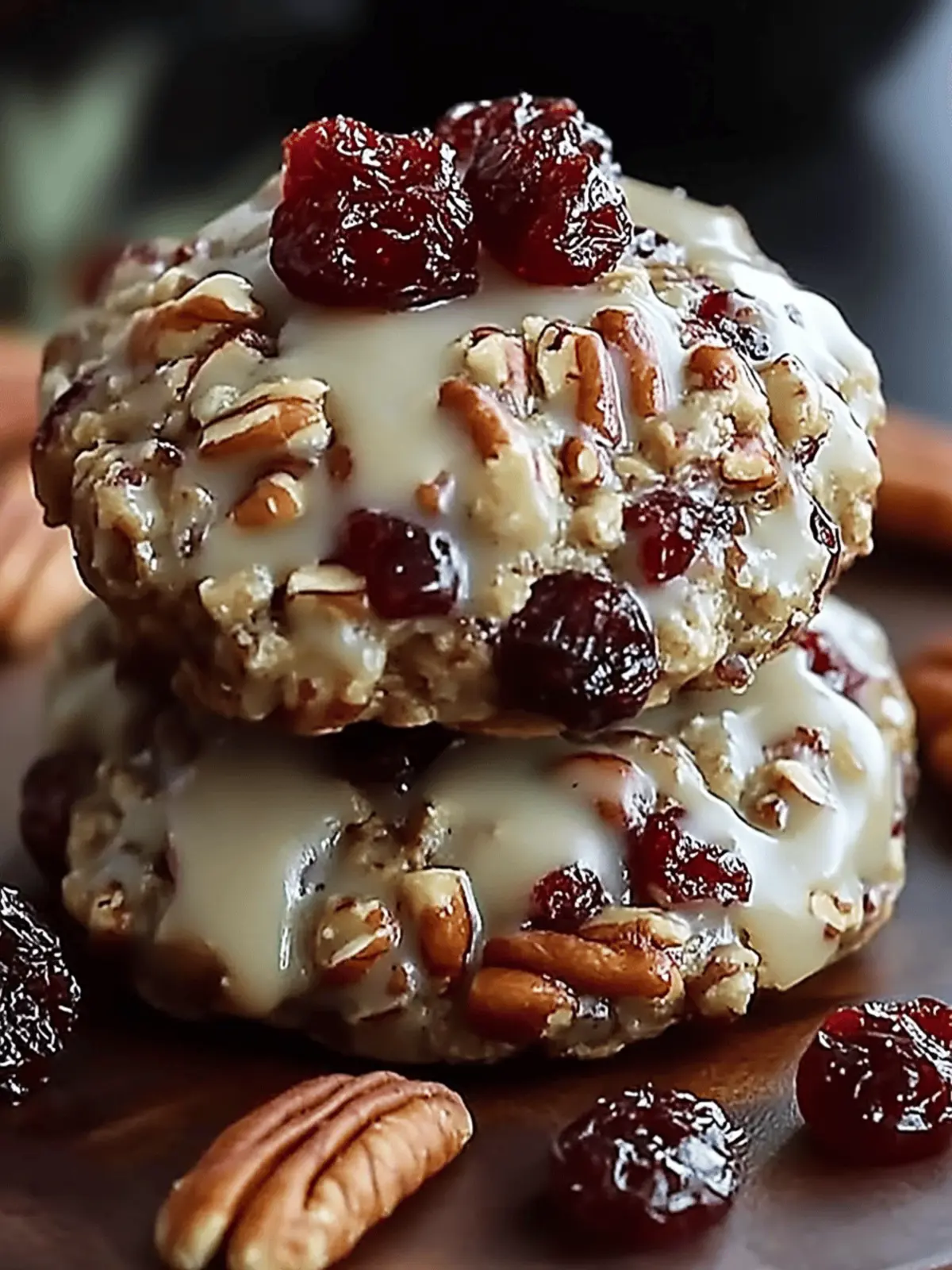 No-Bake Cranberry Pecan Praline Cookies