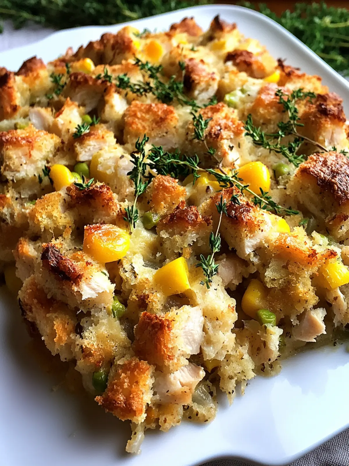 Rotisserie Chicken Stuffing Casserole