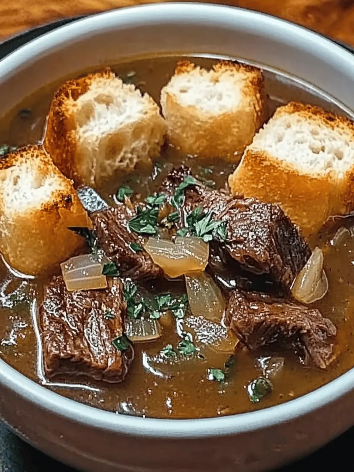French Onion Beef Short Rib Soup