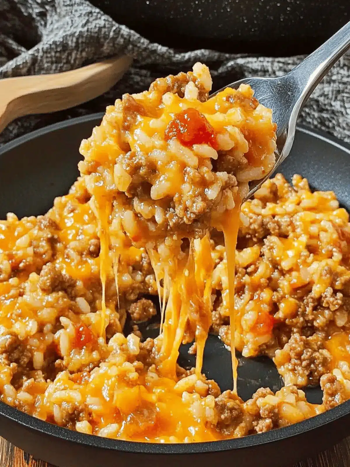 Cheesy Queso Ground Beef and Rice