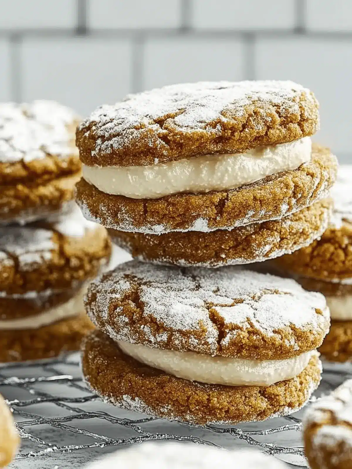 Gingerbread Crinkle Cookie Sandwiches