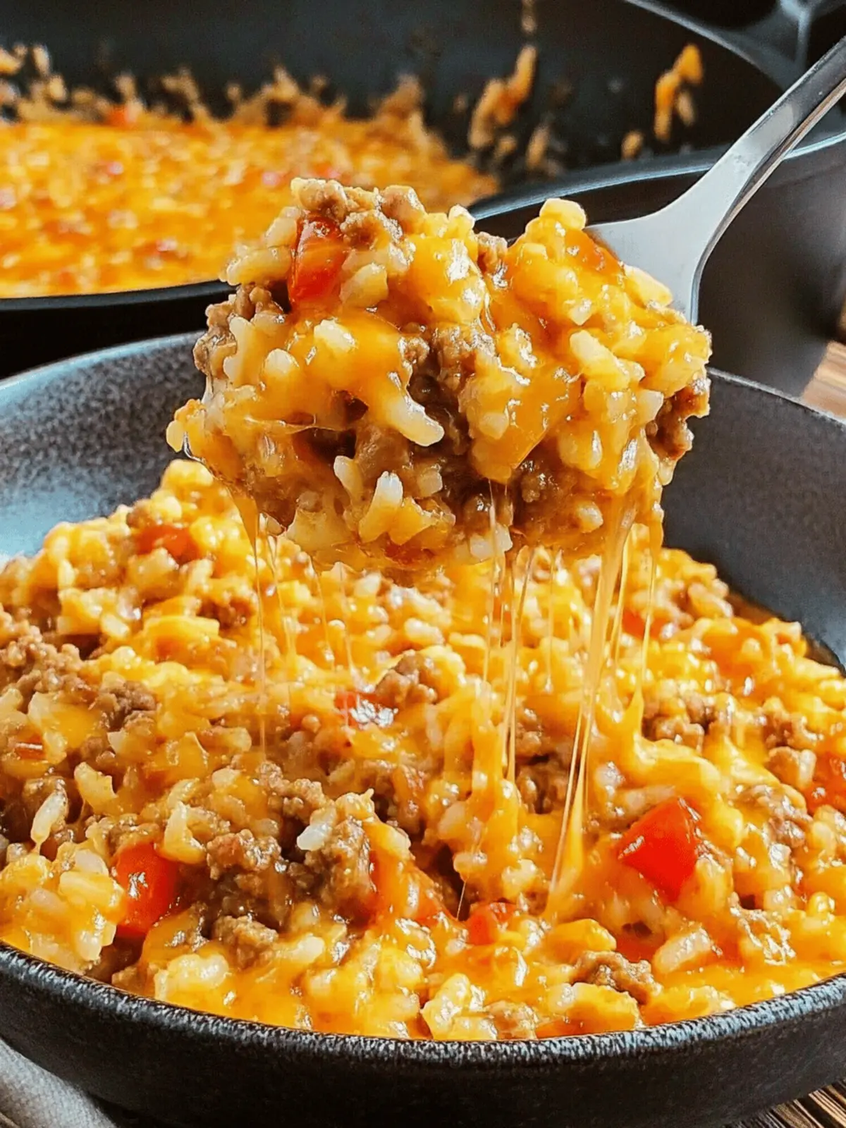 Cheesy Queso Ground Beef and Rice