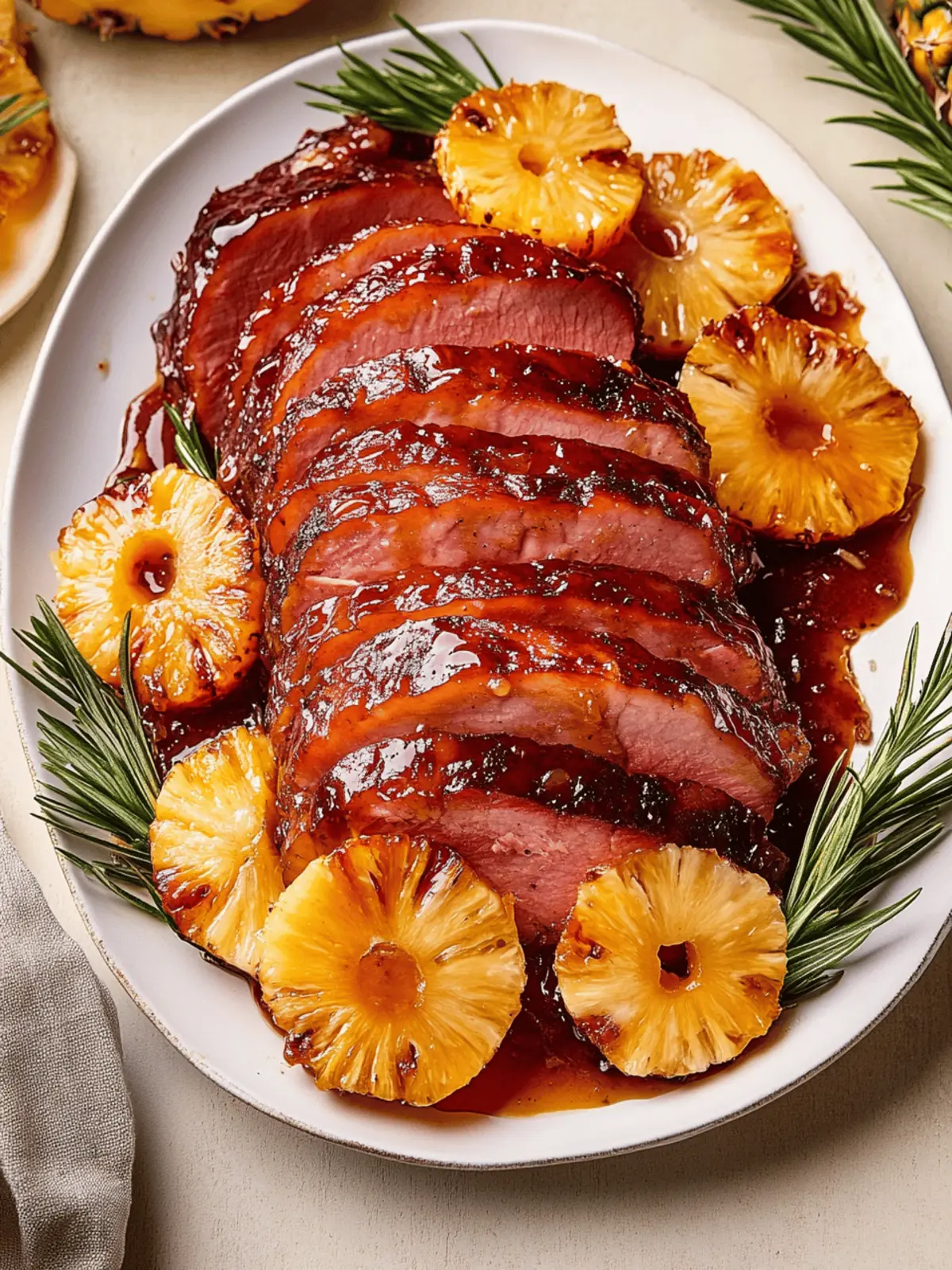 Sticky Pineapple Brown Sugar Glazed Ham