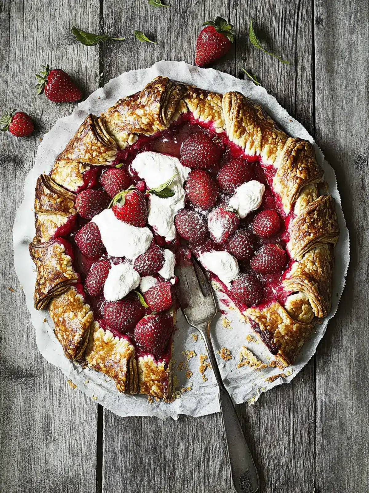 Rhubarb-strawberry galette