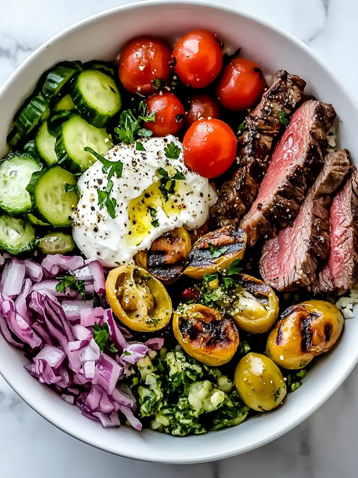 Quick & Easy Mediterranean Steak Bowl