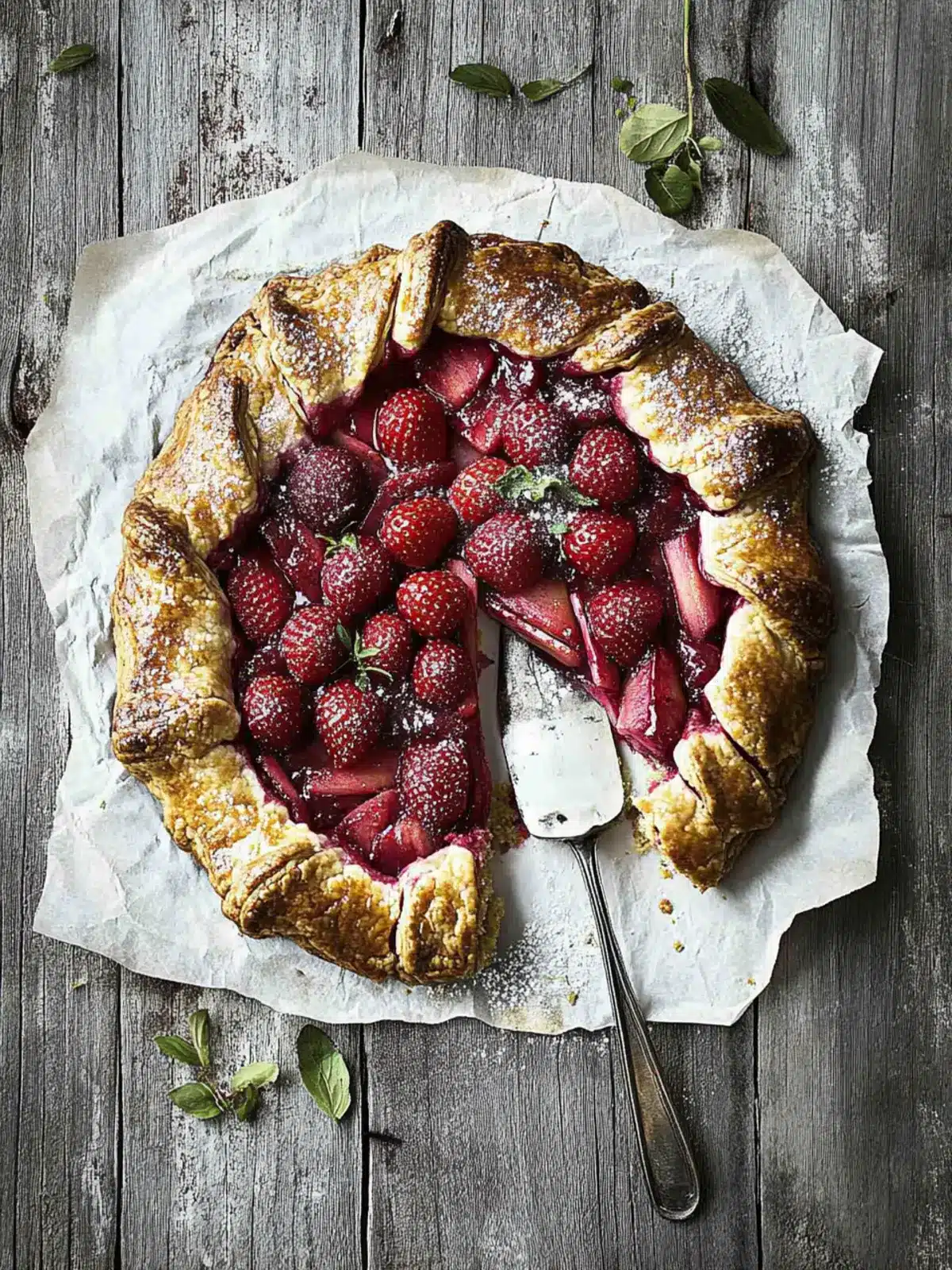 Rhubarb-strawberry galette