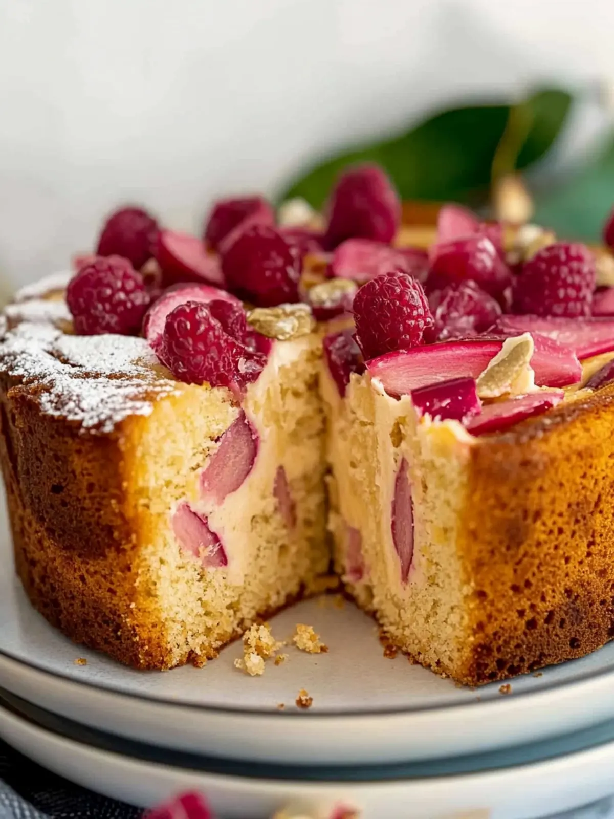 Rhubarb Marzipan Cake