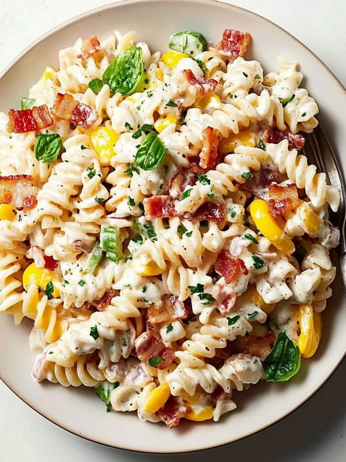 Alfredo Bacon Ranch Pasta Salad