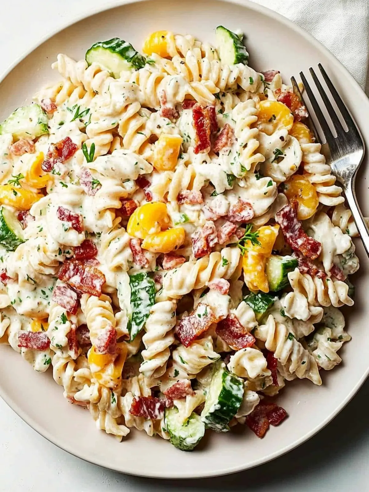 Alfredo Bacon Ranch Pasta Salad