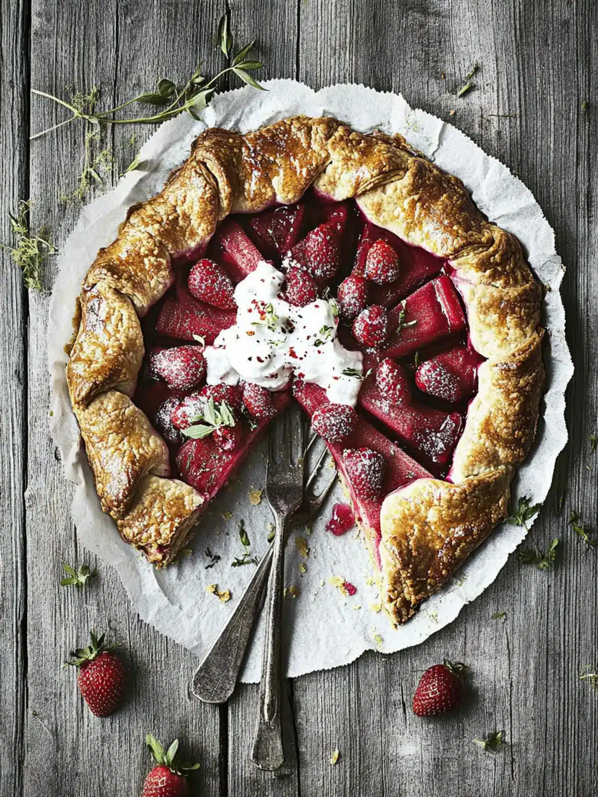 Rhubarb-strawberry galette
