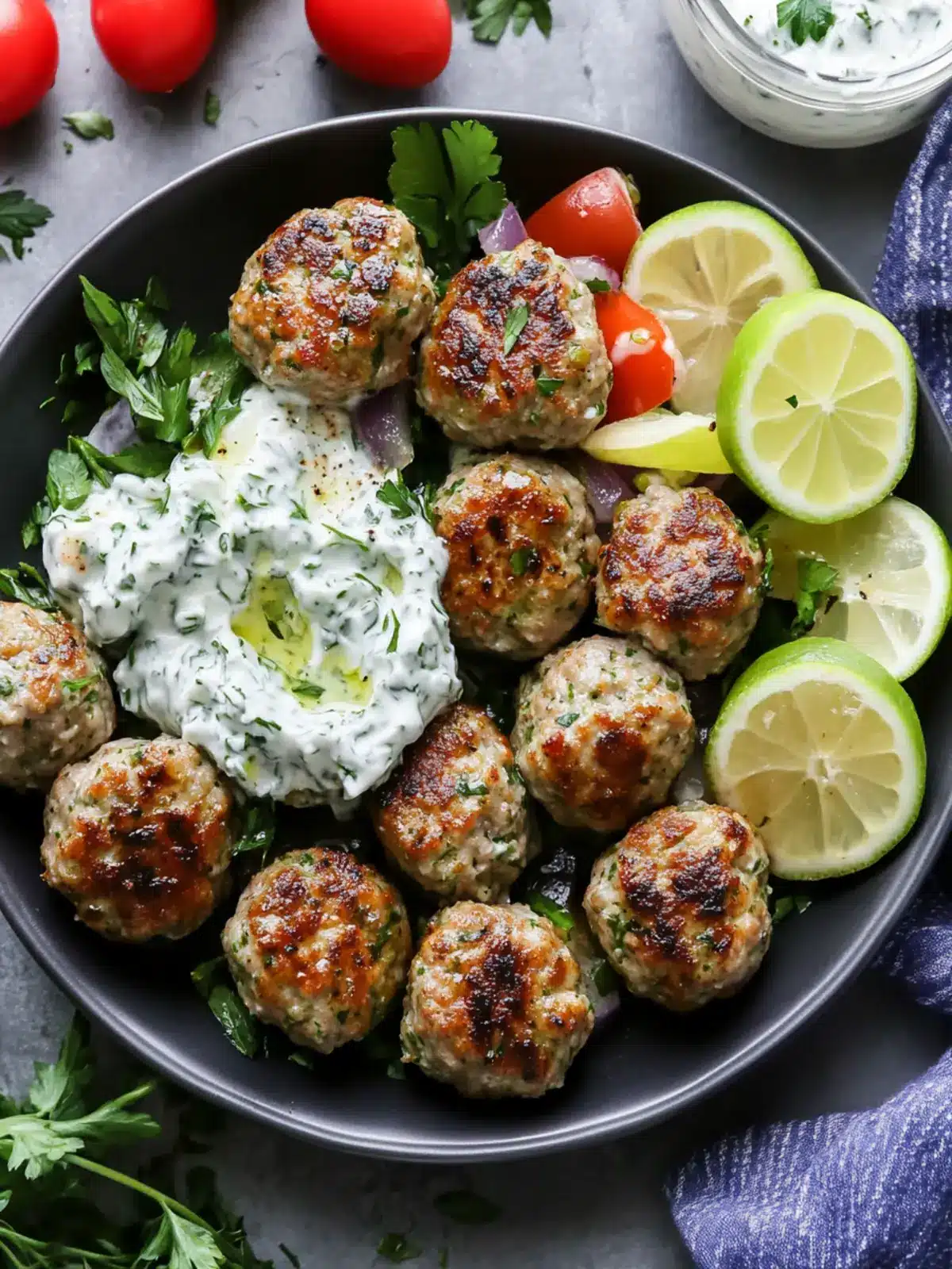 Greek Turkey Meatballs with Tzatziki Sauce