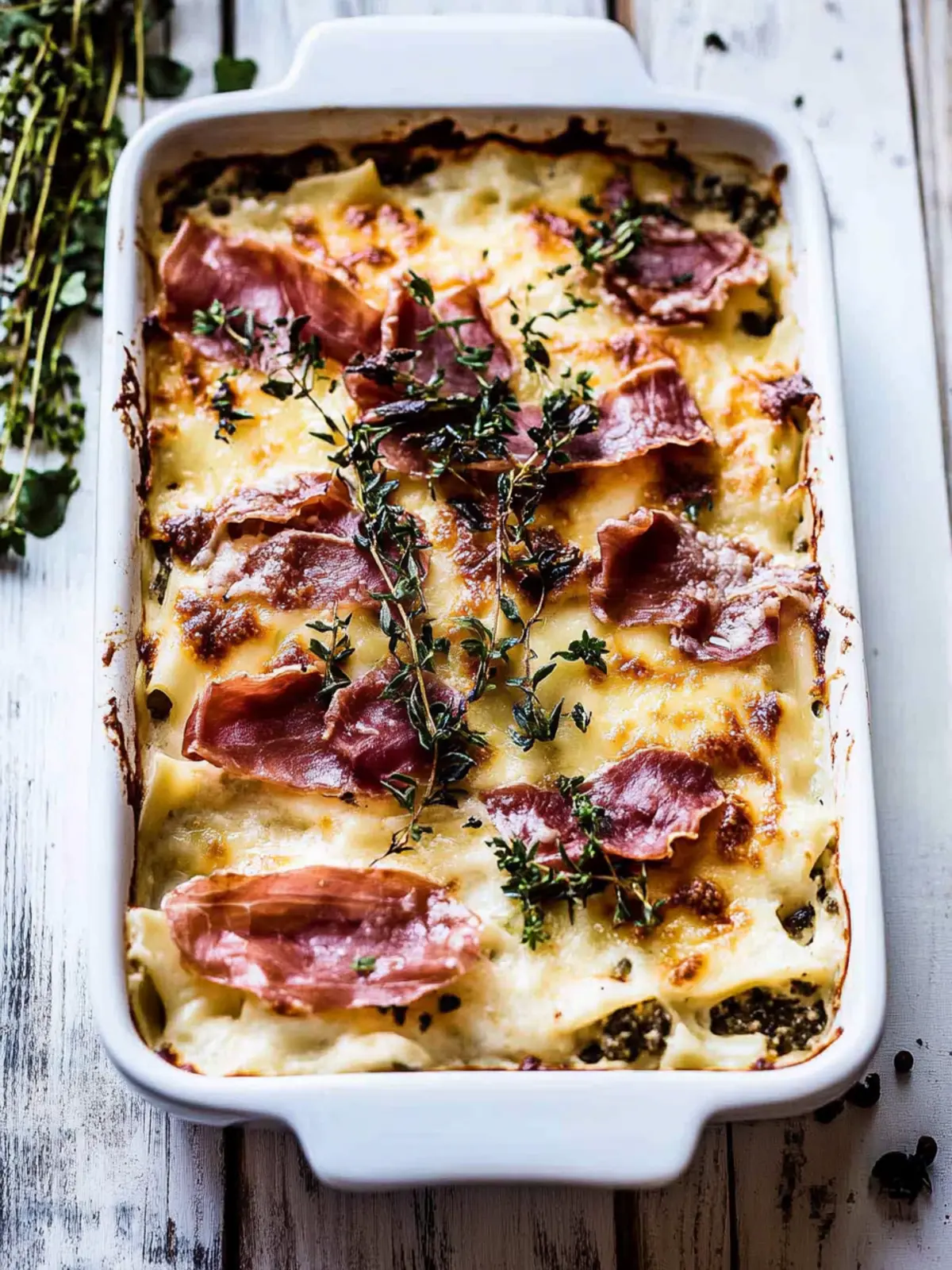 Crispy Prosciutto Cheesy White Lasagna