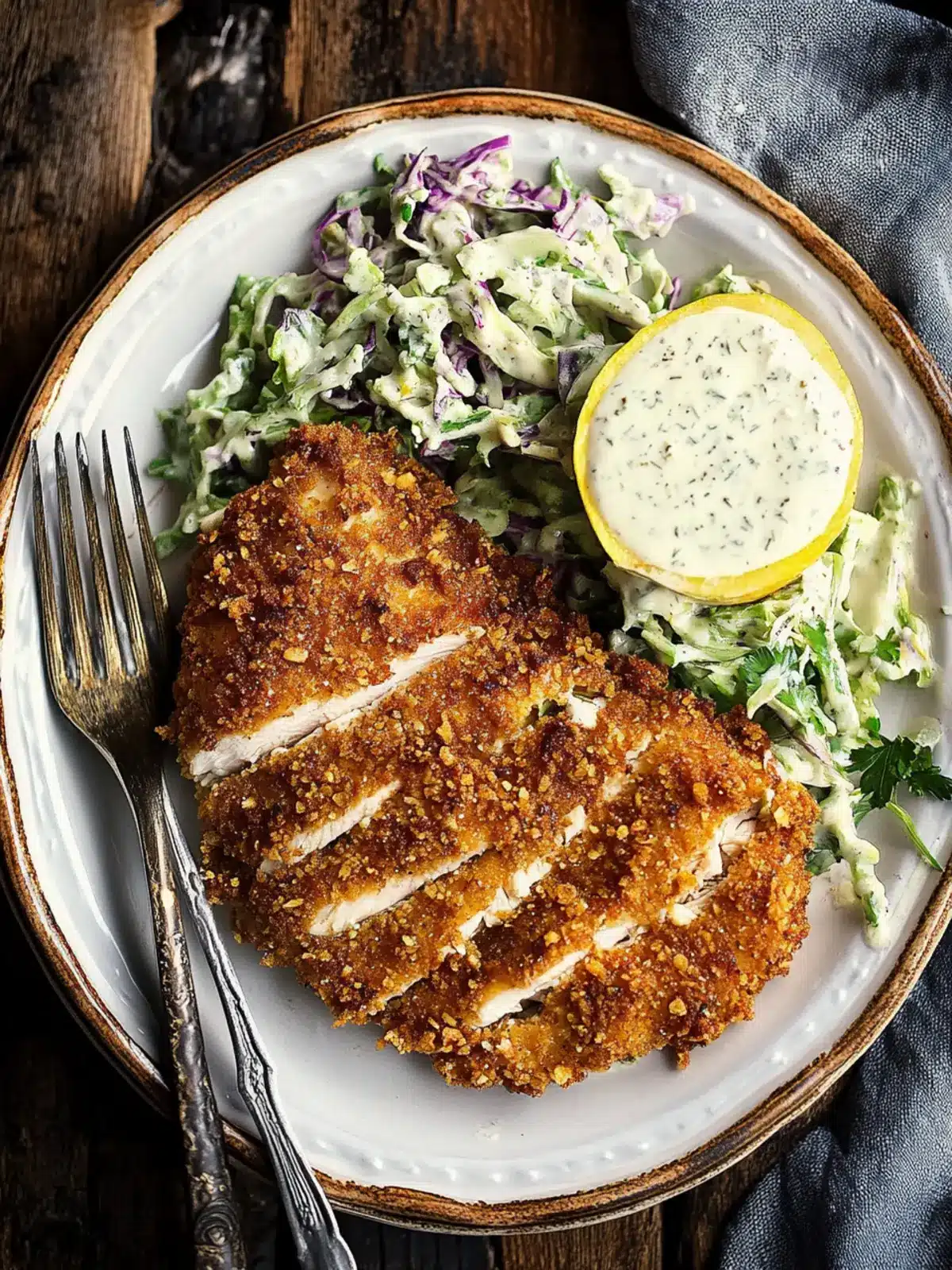Walnut Crusted Chicken with Fennel Slaw