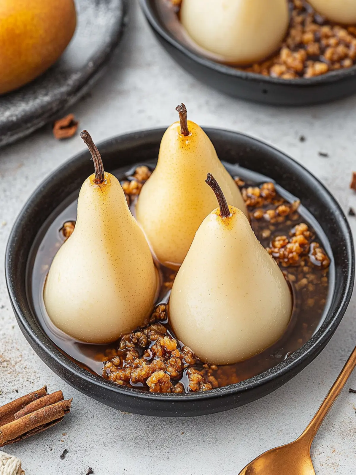 Vanilla Bourbon Poached Pears