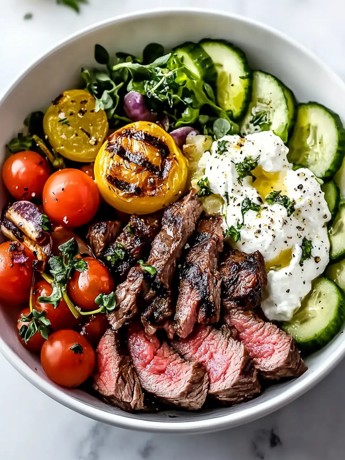 Quick & Easy Mediterranean Steak Bowl