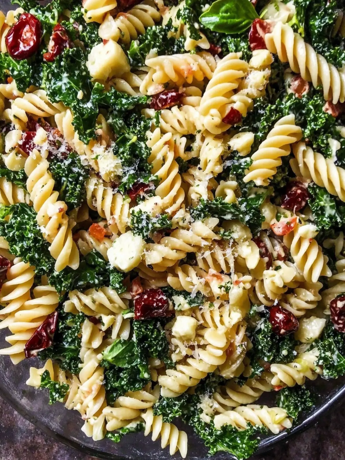 Mediterranean Pasta & Kale Salad with Garlic Basil