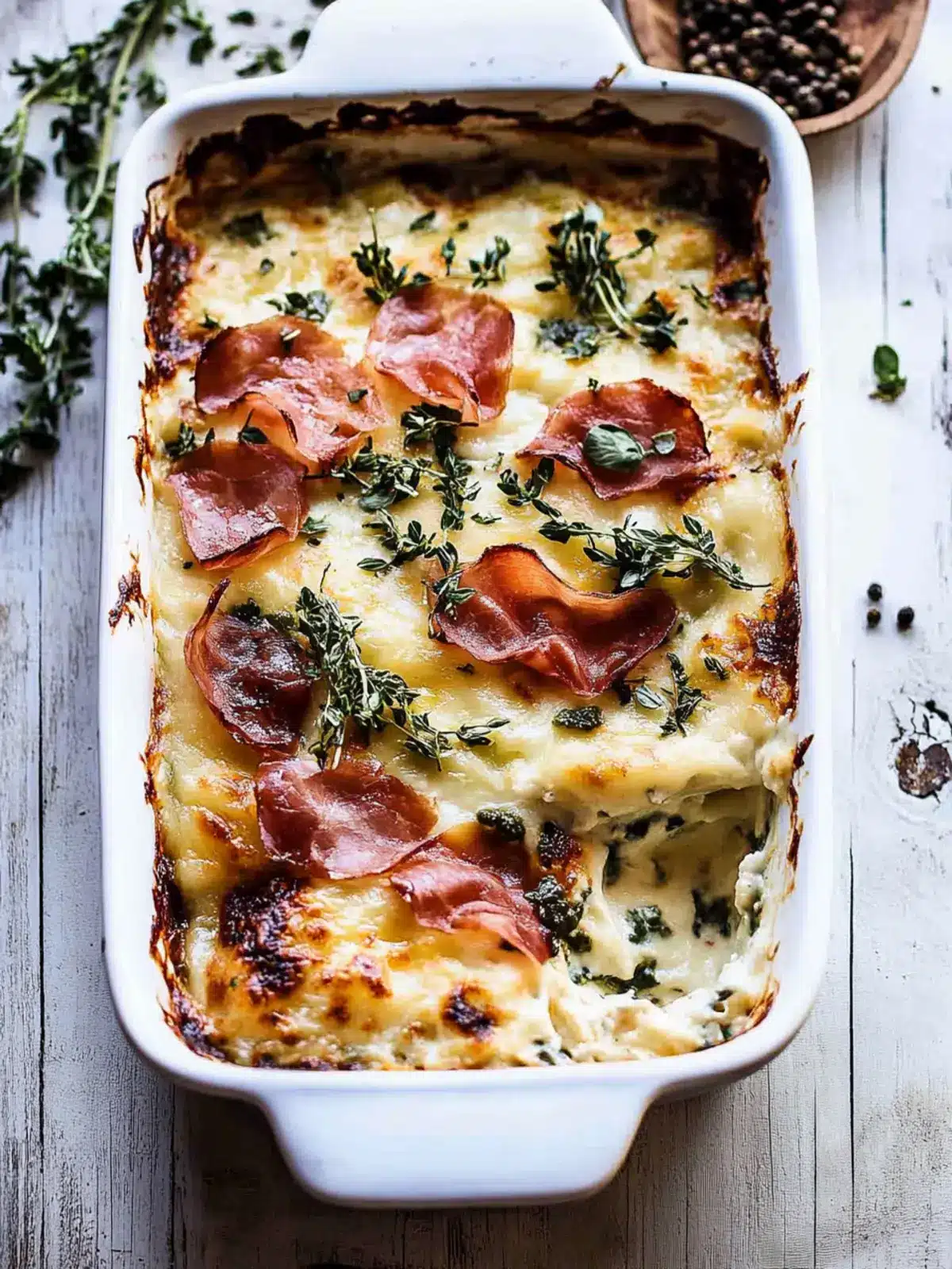 Crispy Prosciutto Cheesy White Lasagna