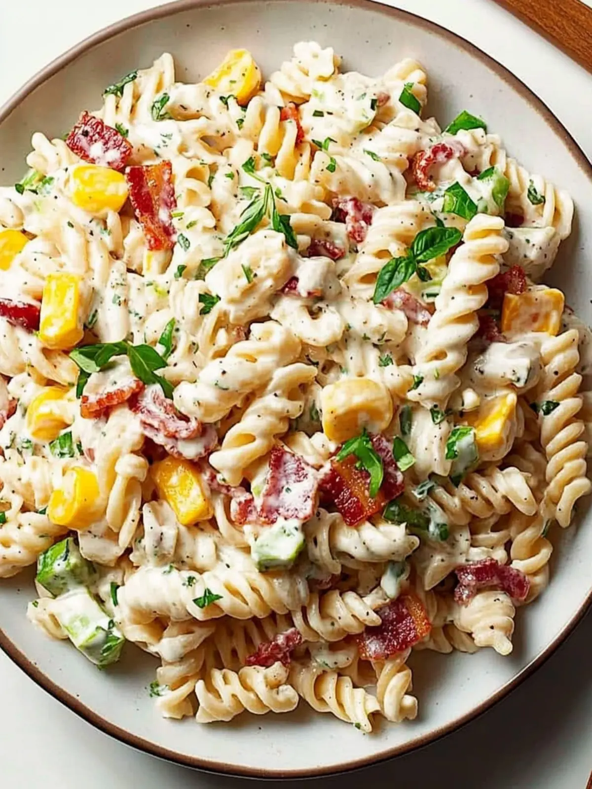 Alfredo Bacon Ranch Pasta Salad