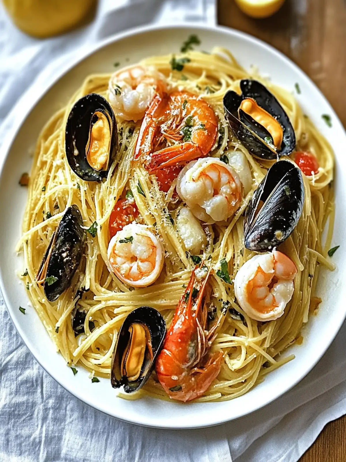 Garlic Butter & White Wine Seafood Pasta