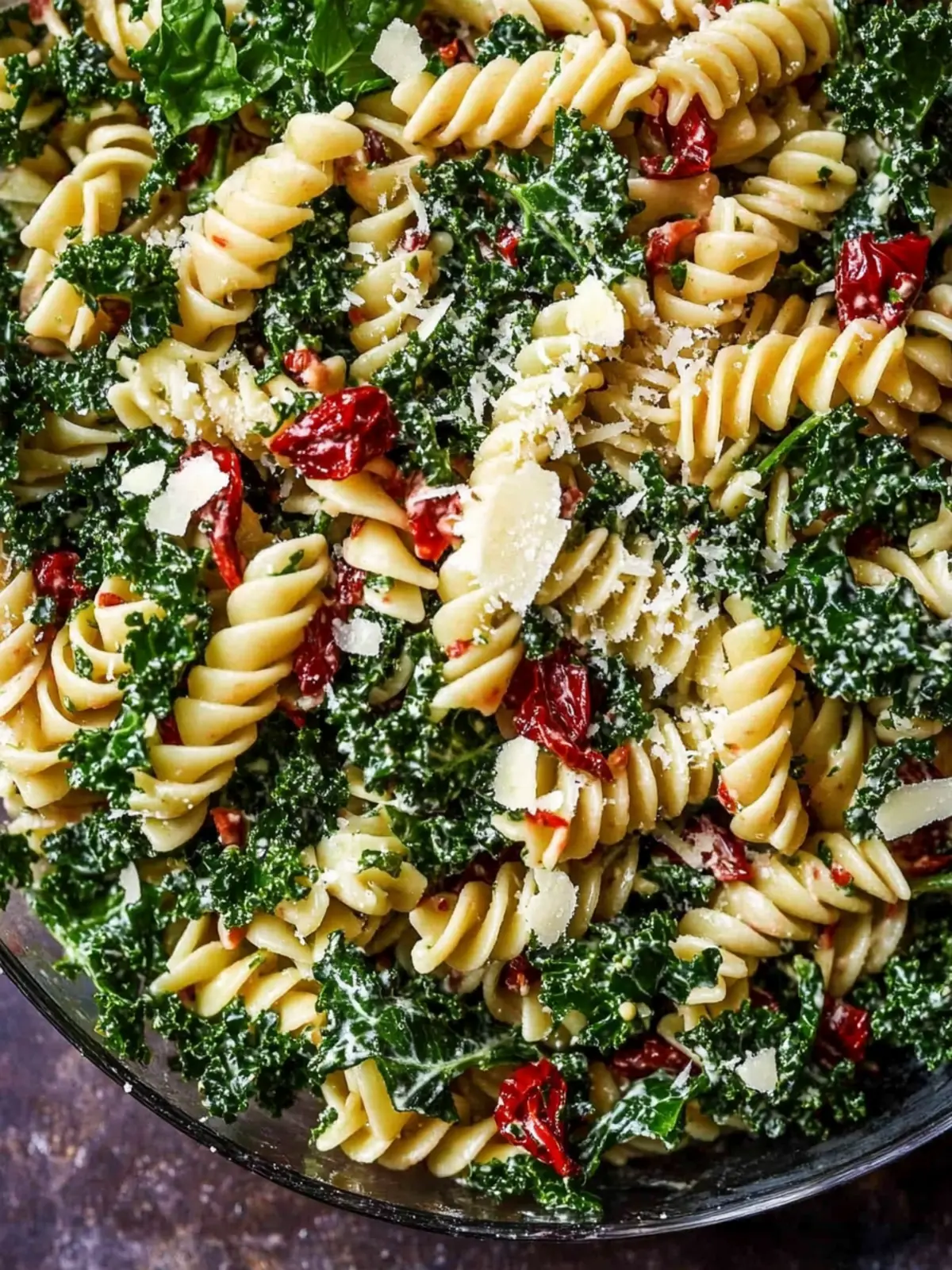 Mediterranean Pasta & Kale Salad with Garlic Basil