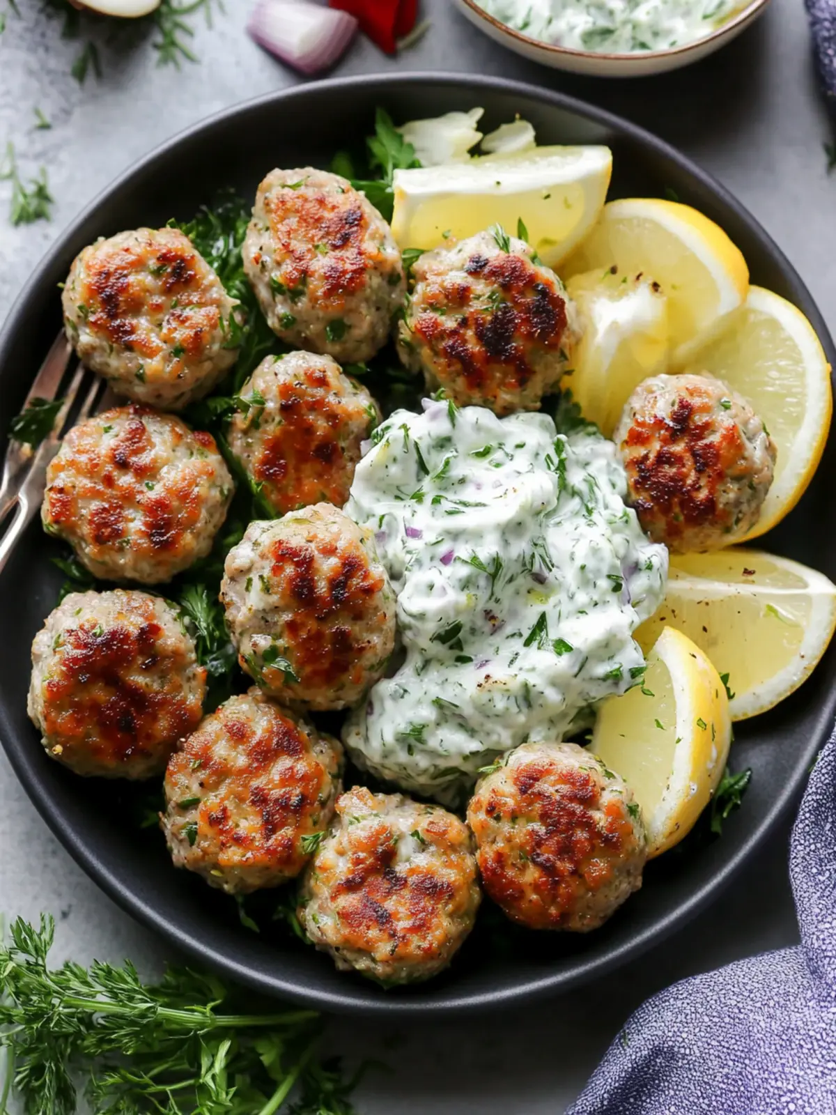 Greek Turkey Meatballs with Tzatziki Sauce