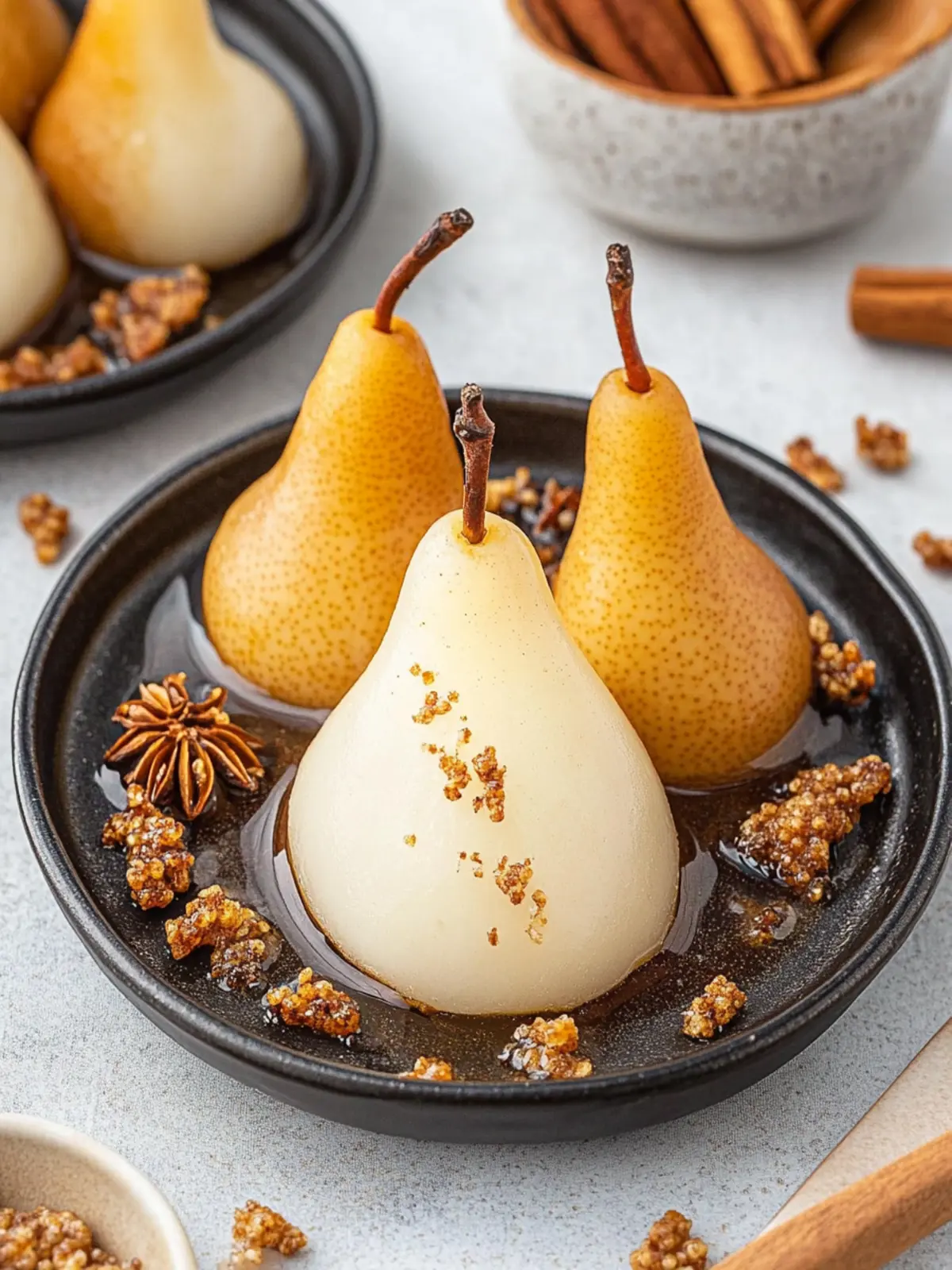 Vanilla Bourbon Poached Pears