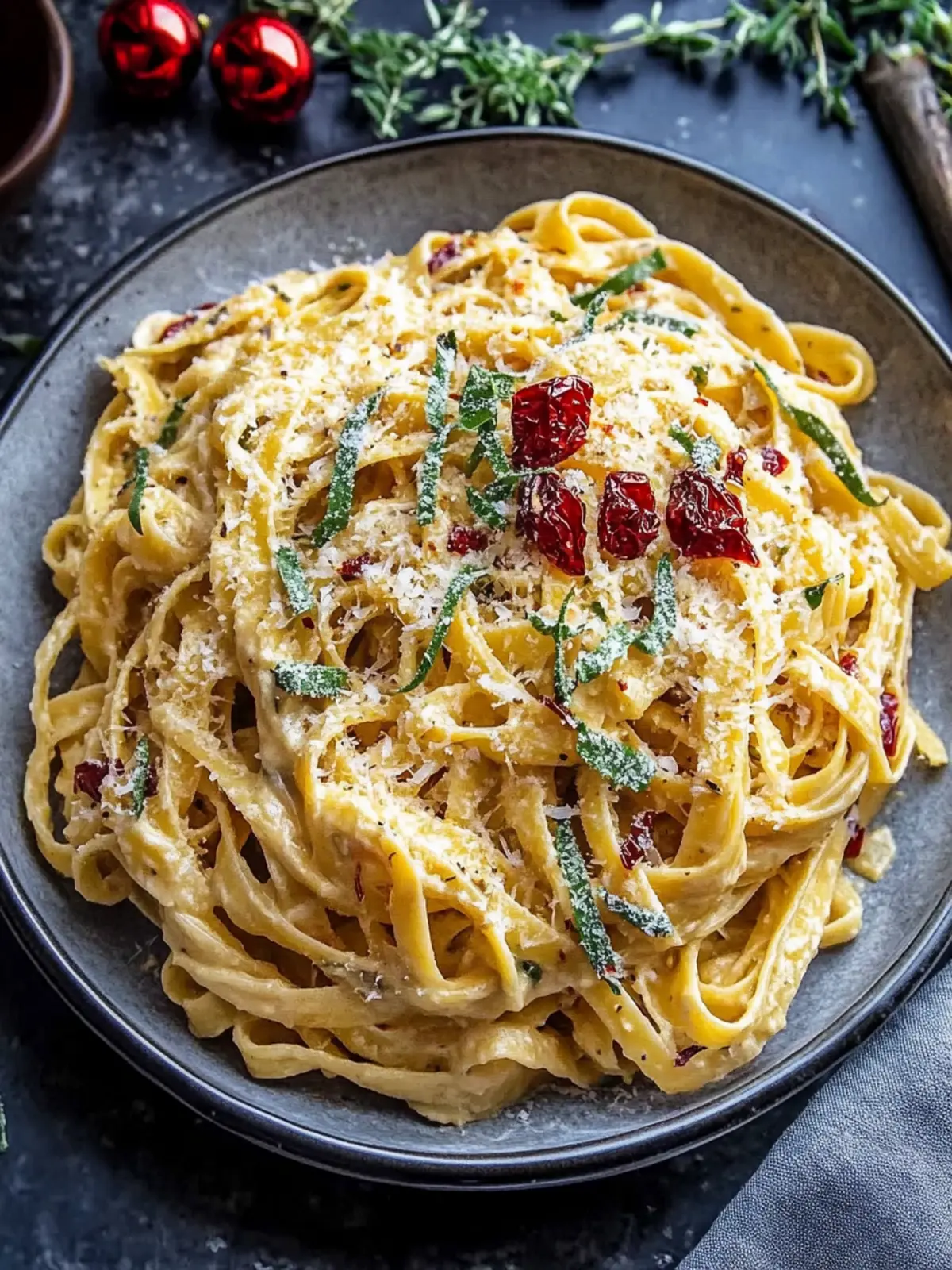 Creamy Christmas Fettuccine Pasta