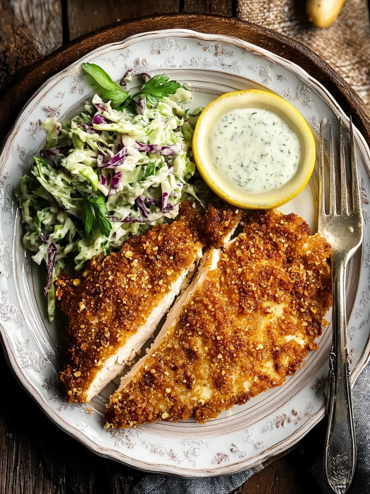 Walnut Crusted Chicken with Fennel Slaw